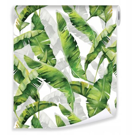 Papier peint feuilles vertes déco murale nature salon chambre – rouleau 0,5 x 10 m intissé écologique Wallarena