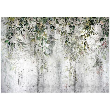 Papier peint panoramique avec des feuilles vertes, décoration murale naturelle – 200 x 140 cm Wallarena