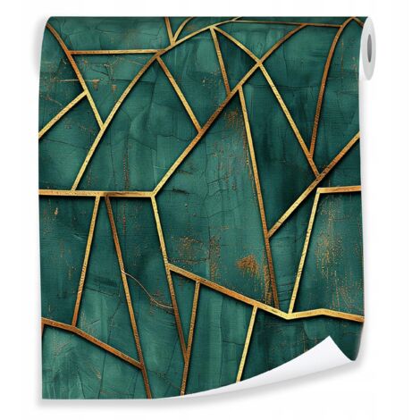Papier peint géométrique 3D Soho, décoration murale verte pour le salon – rouleau 0,5 x 10 m, intissé Wallarena