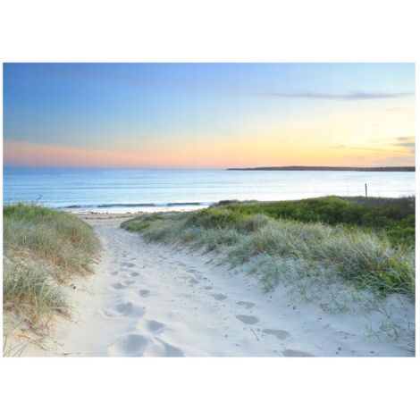 Papier peint panoramique avec motif plage, mer et dunes, décoration murale – 350 x 250 cm Wallarena (1/4)