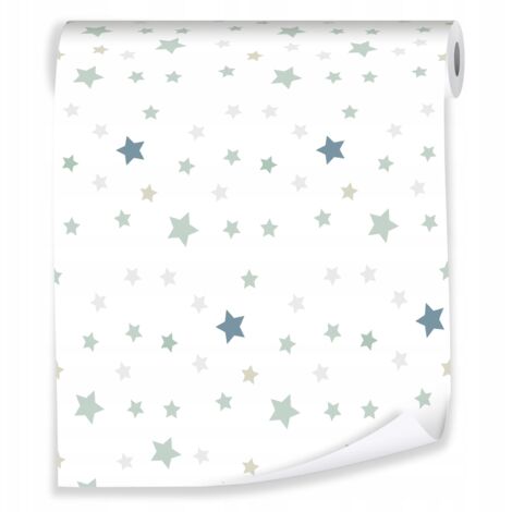 Papier peint enfant étoiles blanches décoration murale chambre d'enfant – rouleau 0,5 x 10 m intissé Wallarena