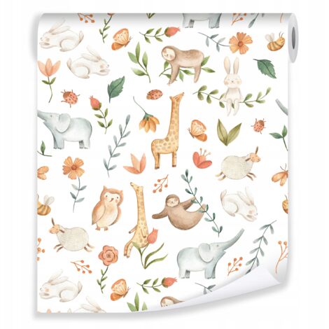 Papier peint pour enfants animaux décoration murale chambre d'enfant – rouleau 0,5 x 1 m intissé Wallarena