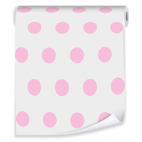 Papier peint rose à pois pour décorer les murs d'une chambre d'enfant – rouleau 0,5 x 10 m, papier peint intissé écologique Wallarena