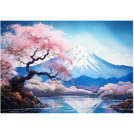 Papier peint panoramique montagnes aquarelle paysage intissé 150x105 cm mural salon chambre petit format
