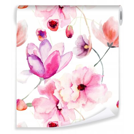 Papier peint fleurs décoratif déco murale salon chambre – rouleau 0,5 x 10 m intissé Wallarena