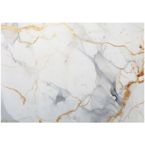 Papier peint marbre doré, blanc et gris, décoration murale – 400 x 280 cm Wallarena