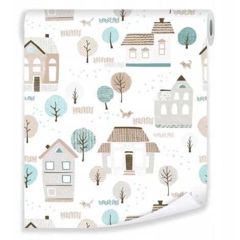 Papier peint enfant style scandinave déco murale chambre enfant – rouleau 0,5 x 10 m intissé écologique Wallarena