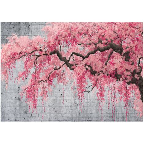 Papier peint mural arbre béton abstrait intissé grand format design intérieur salon chambre pas cher 250x175 cm (1/5)