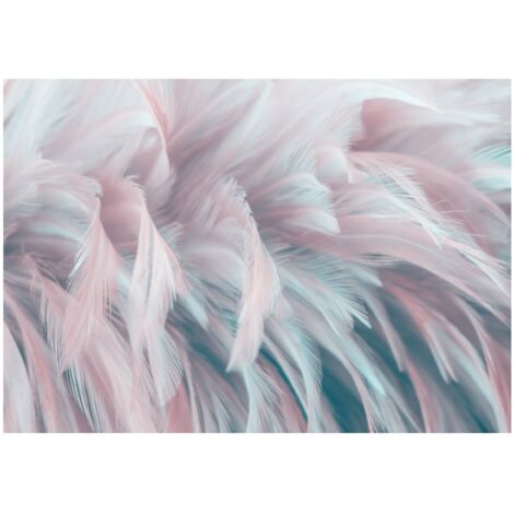 Papier peint coloré plumes roses décoration murale pour salon – 200 x 140 cm Wallarena