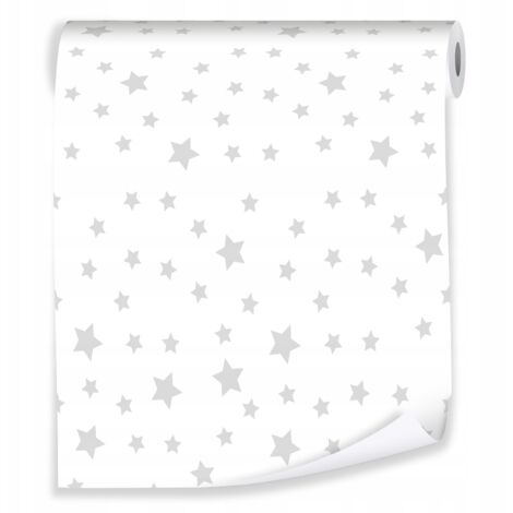Papier peint pour chambre d'enfant à étoiles blanches, décoration murale pour chambre de bébé – rouleau 0,5 x 10 m, intissé Wallarena