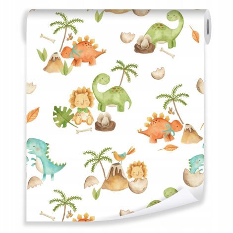 Papier peint pour enfants dinosaures décoration murale chambre d'enfant – rouleau 0,5 x 10 m intissé Wallarena