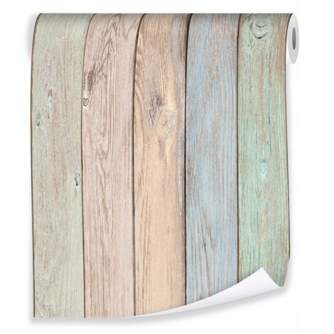 Papier peint vieilles planches bois 3D déco murale style rustique – rouleau 0,5 x 10 m intissé Wallarena