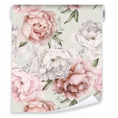 Papier peint fleurs pivoines déco murale chambre salon – rouleau 0,5 x 10 m intissé Wallarena