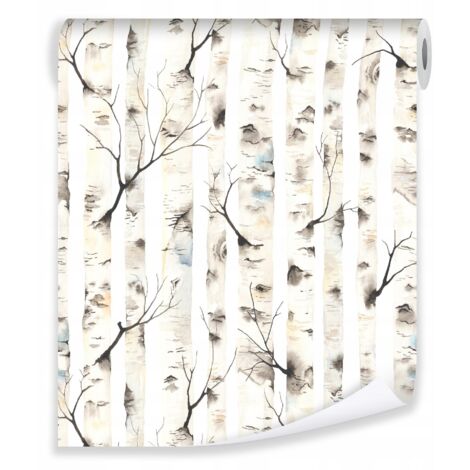 Papier peint bouleaux arbres déco murale nature chambre – rouleau 0,5 x 10 m intissé Wallarena (1/3)