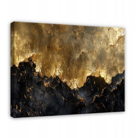 Peinture abstraite or noir moderne sur toile Murale chambre 120x80 (1/3)