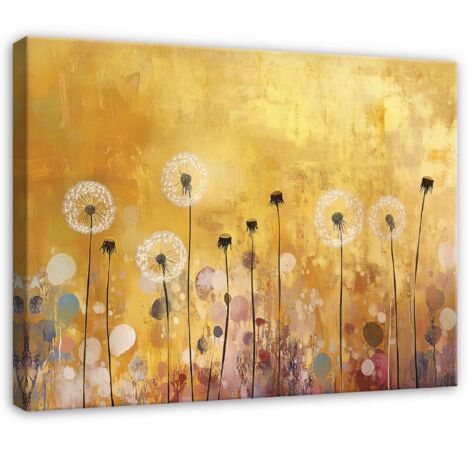 Peinture abstraite champ de fleurs or pour chambre salon sur toile 40x30