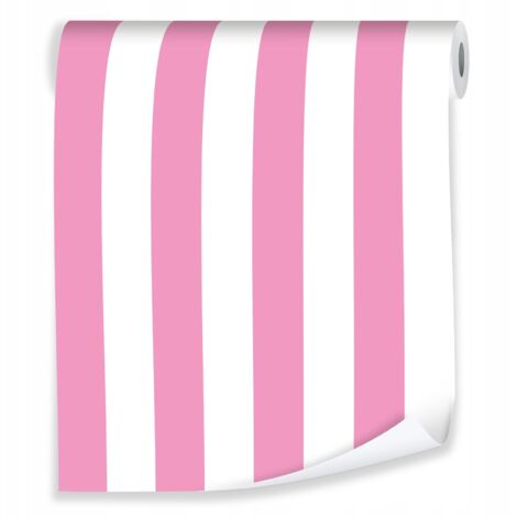 Papier peint à rayures roses pour une décoration moderne des murs du salon ou de la chambre à coucher – rouleau 0,5 x 10 m, papier peint intissé écologique Wallarena