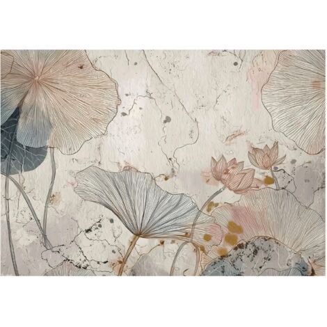 Papier peint mural fleurs béton abstrait intissé grand format design intérieur salon chambre pas cher 350x250 cm
