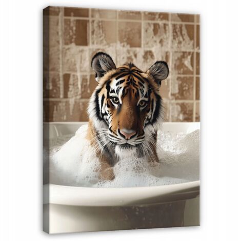 Peinture animaux tigres pour salle de bain wc sur toile Murale 60x40 (1/3)