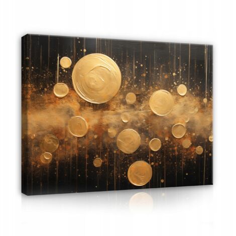 Peinture abstraite or noir pour salon chambre  coucher sur toile Murale 120x80