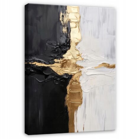 Peinture abstraite or glamour pour chambre salon cuisine sur toile 40x30 (1/3)