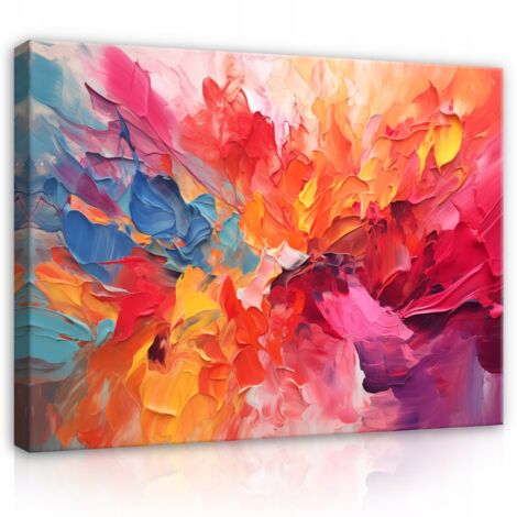 Peinture abstraite colorée sur toile Murale chambre  coucher salon 60x40