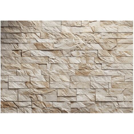 Papier peint mural pierre mur brique brune intissé grand format design intérieur salon chambre pas cher 350x250 cm
