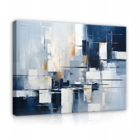 tableau abstrait bleu pour salon chambre  coucher sur toile Murale 120x80