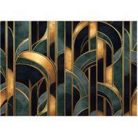 Papier peint mural art déco doré intissé grand format design intérieur salon chambre pas cher 350x250 cm