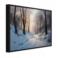 cadre noir Peinture sur toile hiver fort arbres salon chambre 120x80