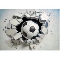 Papier peint intissé pour garçons avec motif football 3D, facile à poser – 200 x 140 cm Wallarena