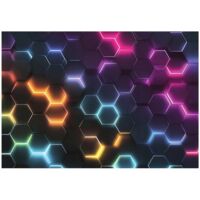 Papier peint mural hexagones 3D gaming ado intissé grand format design intérieur chambre ado pas cher 350x250 cm