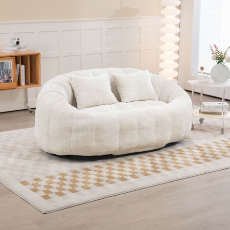 Pouf poire confortable avec 2 coussins Lazy Canapé 2 Places 150 × 95 × 63 cm pour salon,chambre - Chenille Beige