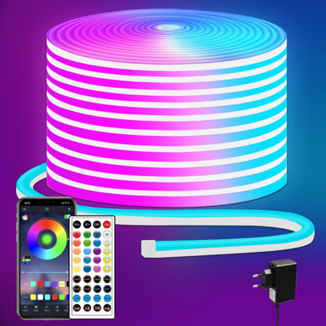 1M Neon Ruban LED, Effet Arc-en-Ciel, Bande LED Néon RGBIC Flexible, Bande LED Chambre Étanche IP67 Silicone, APP et Télécommande, Synchronisation de Musique, Pour Maison, Chambre, Jardin, Exterieur