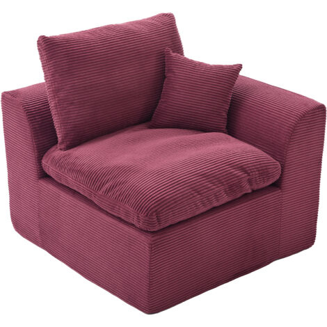 Canapé d’angle modulaire 1 place - Dossier et housse amovibles - Style scandinave décontracté - Velours côtelé - Red (1/5)