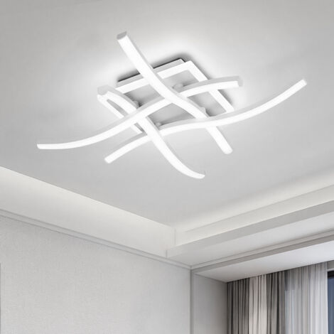 Plafonnier LED Moderne, 29W Lampe de Plafond LED Dimmable, 3000K-6500K Luminaire Lustre Design Ondulé avec Fonction Mémoire pour Salon, Chambre, Couloir - Blanc (1/5)