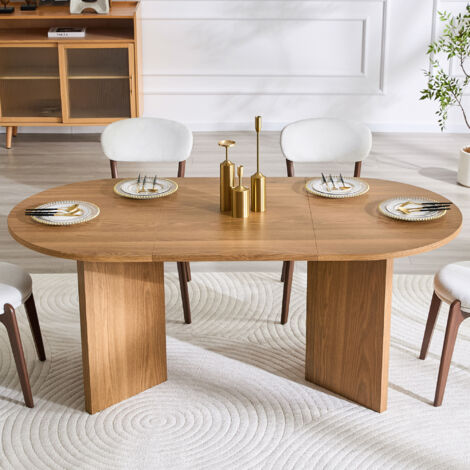 Table à Manger 180x90x75.5cm pour 4-6 Personnes - Coins Arrondis et Style Minimaliste - Noyer - Design Fonctionnel pour Salle à Manger