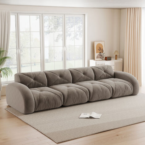 Canapé modulable 358x95x76cm ,extra-large 4 places, revêtement chenille confortable, idéal pour le salon, antidérapant,Brun (1/5)