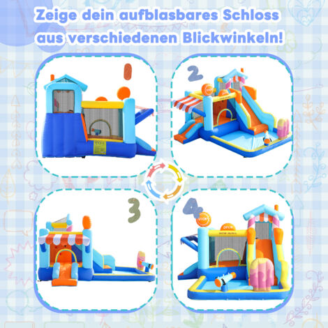Château Gonflable XXXL COSTWAY avec Souffleur et Piscine, Parc Château Gonflable XXXL COSTWAY avec Souffleur et Piscine, Parc