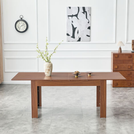 Table de salle à manger rectangulaire extensible 220 x 88,5 x 77 cm - MDF - noyer (1/5)