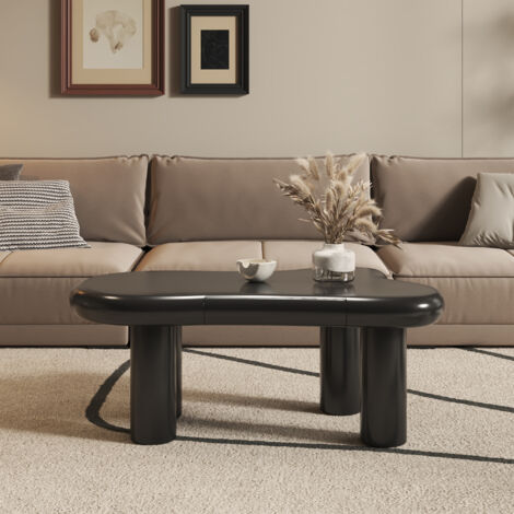 Table basse LED 98 x 65,5x 40 cm - avec 1 tiroir - espace de rangement – Nuage - MDF - noir (1/5)
