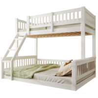 Lit Superposé 90/140x200cm - En Bois avec Barrières - Pour Enfant, Chambre - Blanc