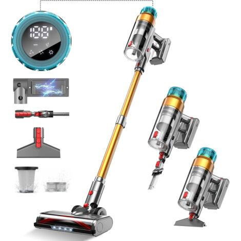 QikCln Aspirateur sans fil, puissant 8 en 1 pour la maison avec grande capacité de 1,3 l, 2 modes et 30 minutes d'autonomie, aspirateur balai rechargeable pour poils d'animaux, tapis en bois QikCln Aspirateur sans fil, puissant 8 en 1 pour la maison avec grande capacité de 1,3 l, 2 modes et 30 minutes d'autonomie, aspirateur balai rechargeable pour poils d'animaux, tapis en bois