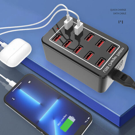 Station De Charge USB 7 Ports Universelle - 2 Ports 2A + 5 Ports 1A - Dock De Recharge Avec Fixation Murale ST7C51224EU