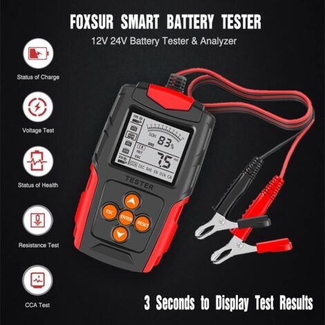 Testeur de Batterie Auto 12V, KONNWEI KW208 Testeur de tension de batterie 100-2000 CCA Testeur d'Alternateur Automobile Analyseur de Batterie