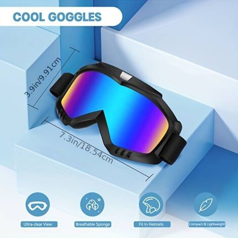 XingFuDM Lunettes De Moto Coupe-Vent Motocross Ski - Protection Anti-Poussière, Confortables Et Réglables, Noir