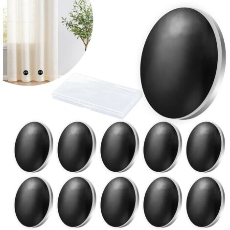 Lot de 10 poids magnétiques pour rideaux de douche, rideaux de douche, pour nappe, rideau, noir