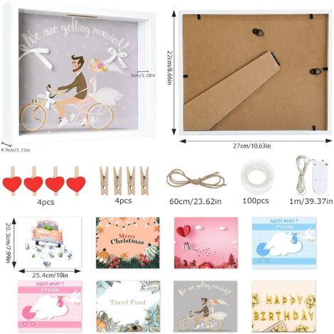 Boîte à Bijoux Personnalisée Avec Cadre Photo 3D, Cadre Profond Avec Eclairage Et Plexiglas Ideale Pour Un Mariage Un Bapteme Un Voyage Un Anniversaire Ou Comme Cadeau Dargent 92641181
