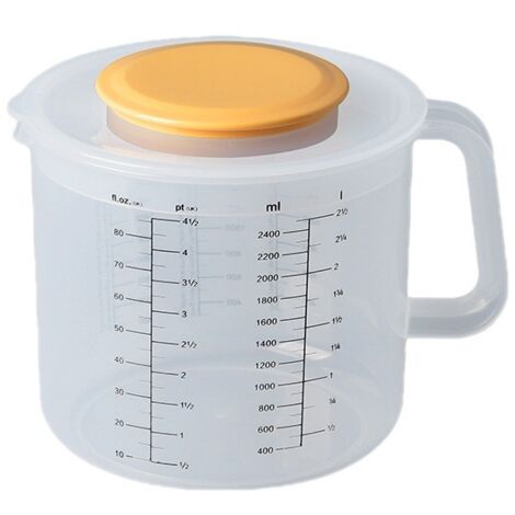 KADAX Pichet Doseur 2L Avec Couvercle Et Poignée - Verre Mesureur Plastique Transparent - Idéal Cuisine Et Pâtisserie