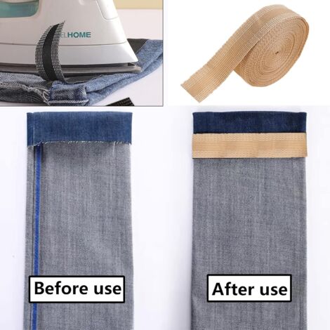 Ourlet Thermocollant 10 Métres - Ruban Adhésif Pantalon Jeans Noir Bleu - Sans Couture